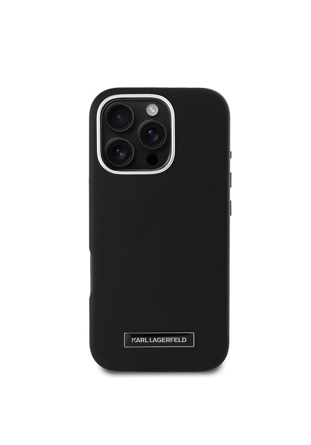 Apple iPhone 16 Pro Kılıf Karl Lagerfeld Orijinal Lisanslı Manyetik Şarj Uyumlu Metal Kamera ve Buton Tasarımlı Plaka Logolu PU Deri Kapak