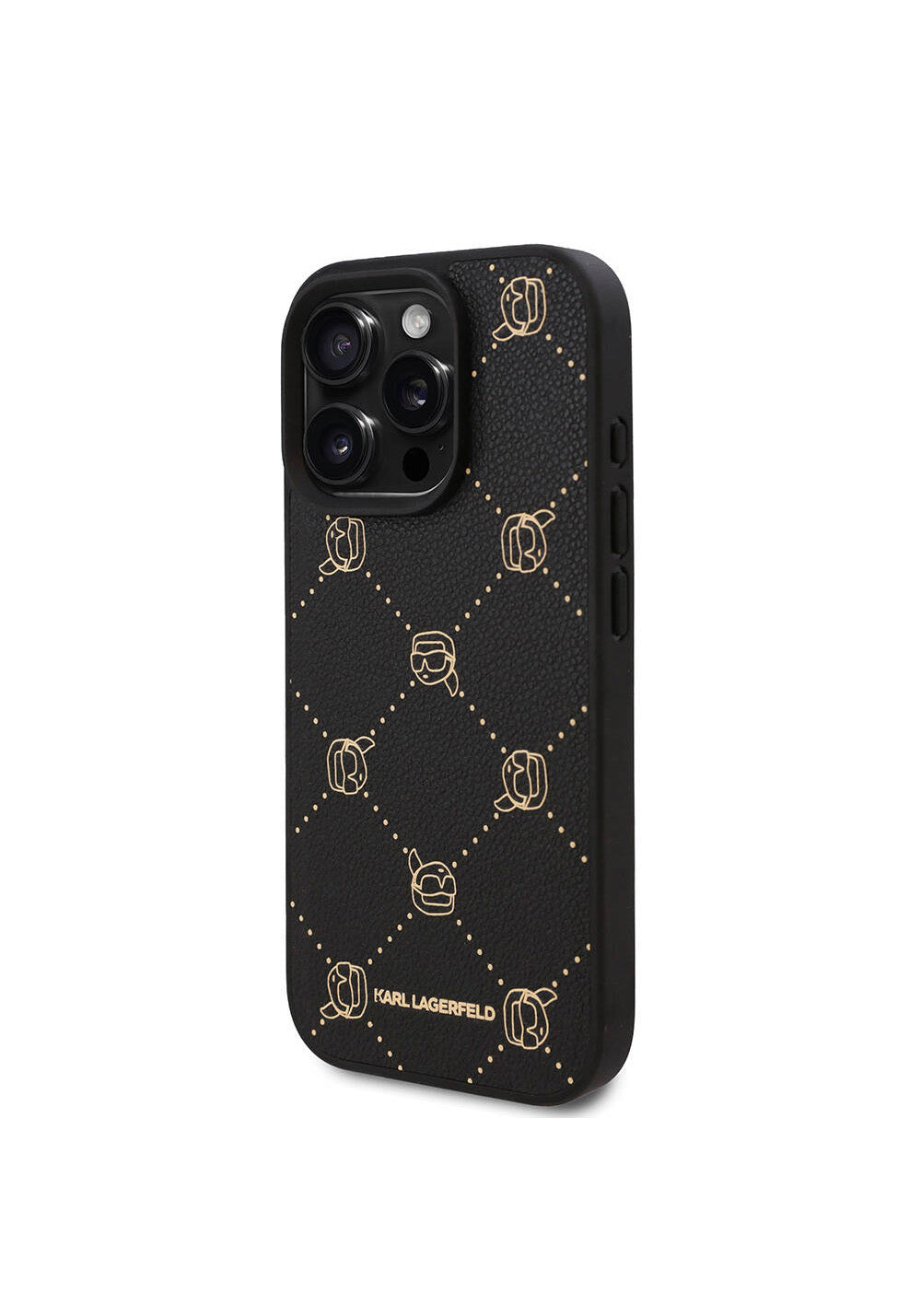 Apple iPhone 16 Pro Max Kılıf Karl Lagerfeld Orijinal Lisanslı Manyetik Şarj Uyumlu PU Deri Karl Heads Desenli Klasik Logolu Kapak