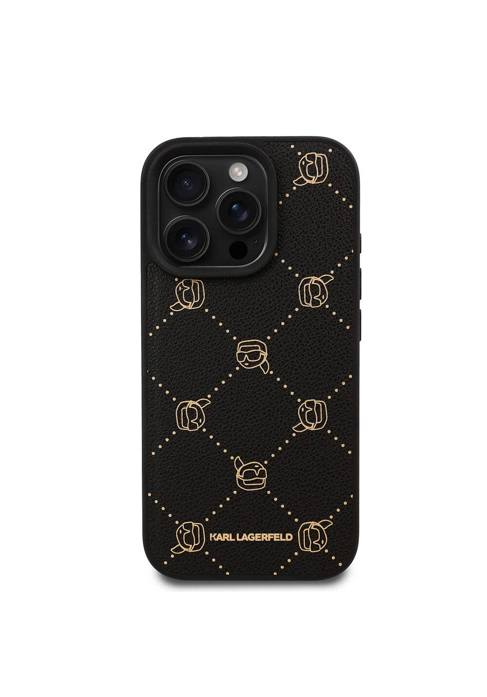 Apple iPhone 16 Pro Max Kılıf Karl Lagerfeld Orijinal Lisanslı Manyetik Şarj Uyumlu PU Deri Karl Heads Desenli Klasik Logolu Kapak
