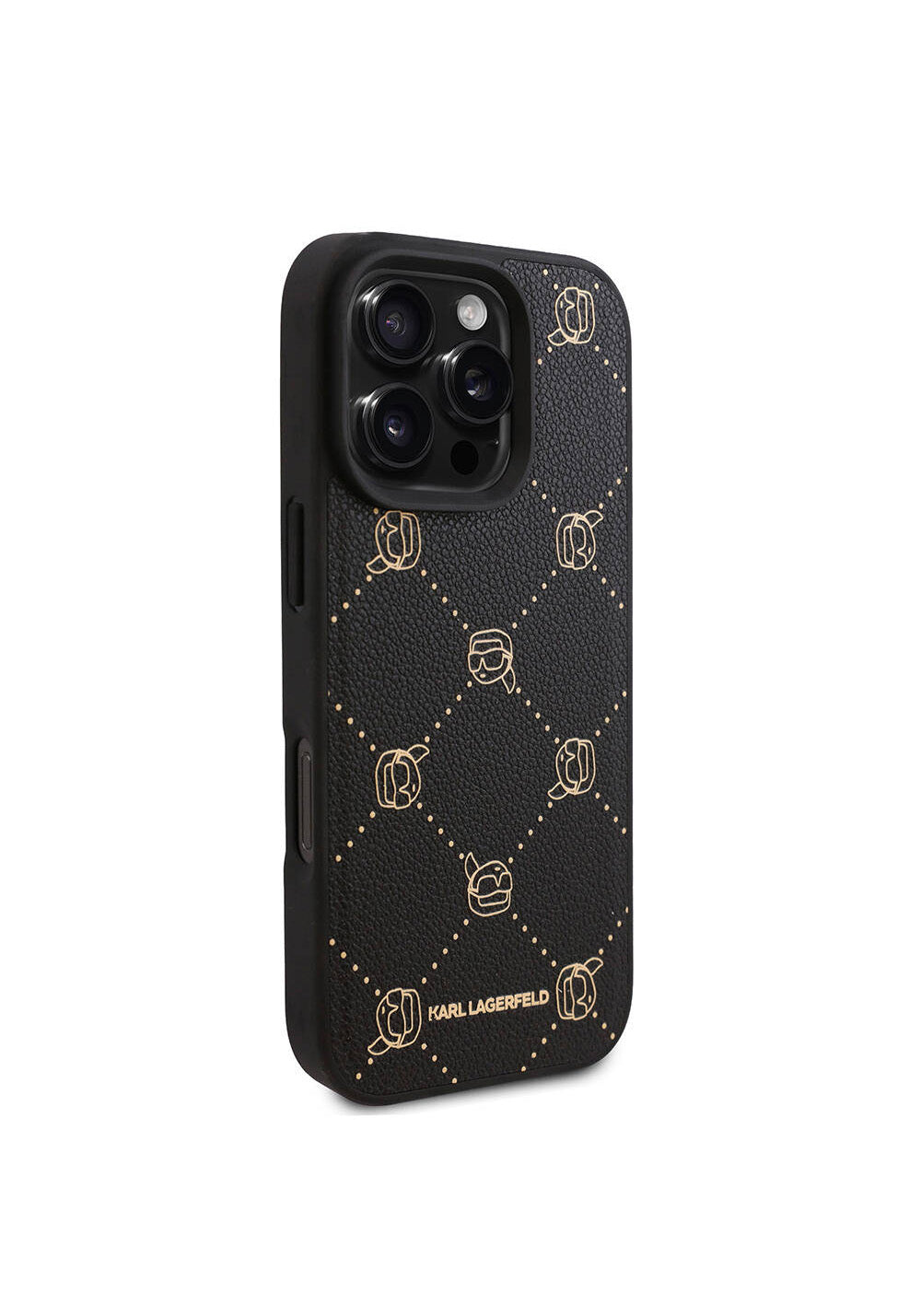 Apple iPhone 16 Pro Max Kılıf Karl Lagerfeld Orijinal Lisanslı Manyetik Şarj Uyumlu PU Deri Karl Heads Desenli Klasik Logolu Kapak