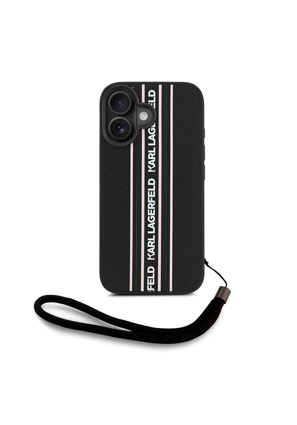 Apple iPhone 16 Kılıf Karl Lagerfeld Orijinal Lisanslı Askılı Saffiano Athleisure Şerit Çizgili Kapak