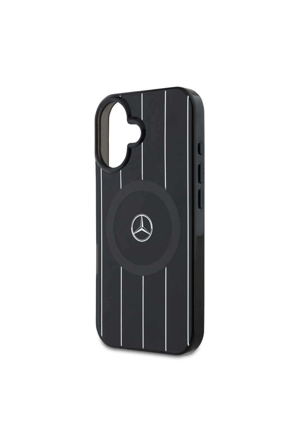 Apple iPhone 16 Kılıf Mercedes Benz Orijinal Lisanslı Manyetik Şarj Uyumlu Çift Katmanlı Paralel Çizgi Desenli Kapak