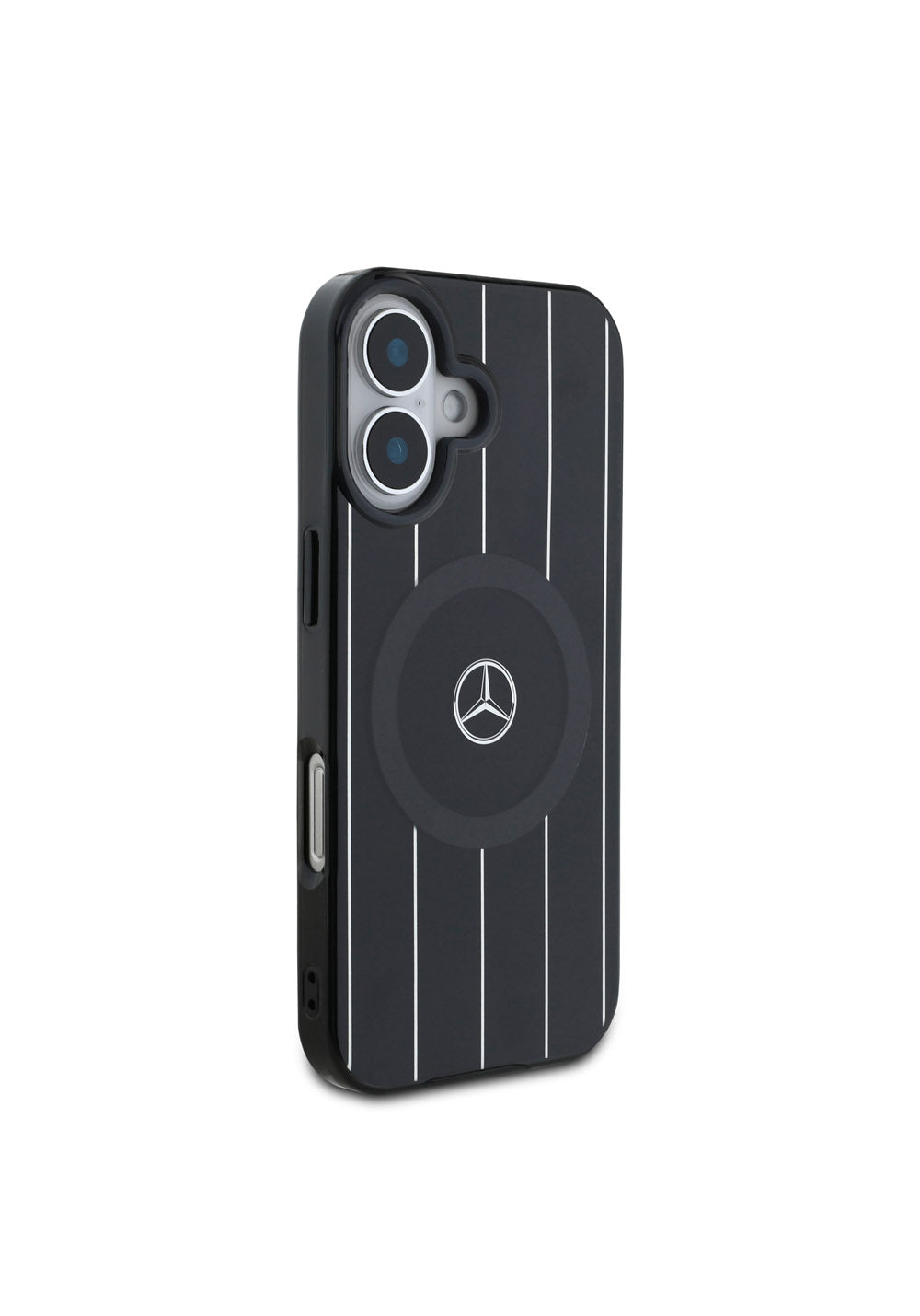 Apple iPhone 16 Plus Kılıf Mercedes Benz Orijinal Lisanslı Manyetik Şarj Uyumlu Çift Katmanlı Paralel Çizgi Desenli Kapak