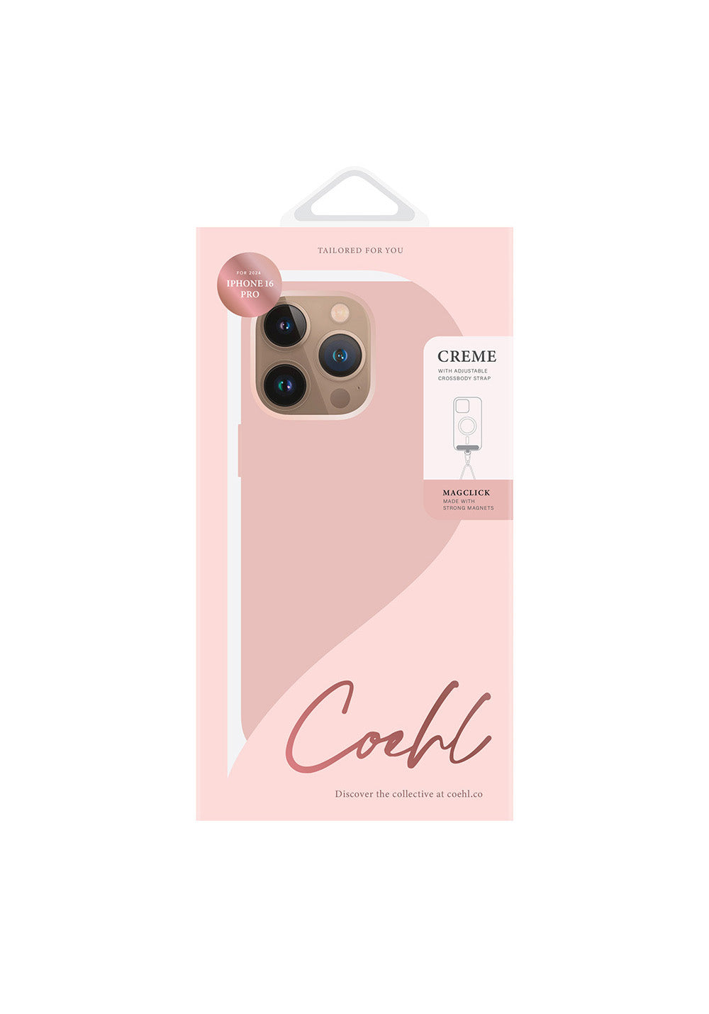 Apple iPhone 16 Pro Kılıf Manyetik Şarj Uyumlu Soft Arka Yüzey Askı İpli Coehl Creme Kapak