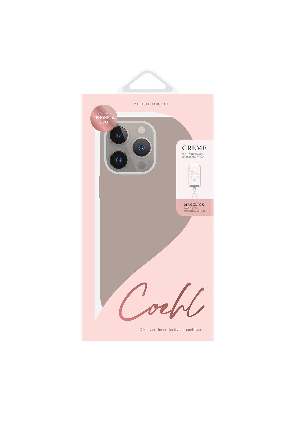 Apple iPhone 16 Pro Max Kılıf Manyetik Şarj Uyumlu Soft Arka Yüzey Askı İpli Coehl Creme Kapak
