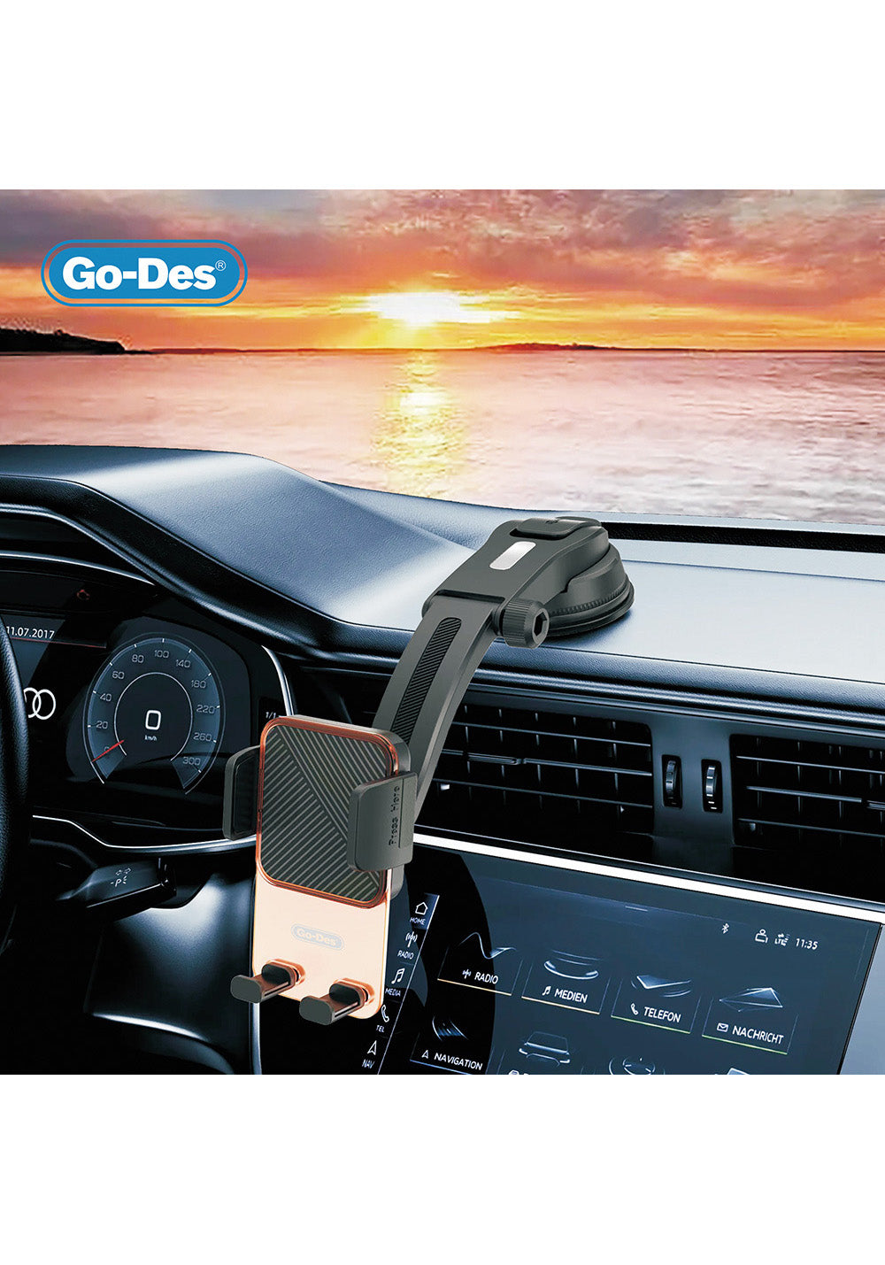 Go Des GD-HD328 360 Derece Dönebilen Vakumlu Tasarım Araç İçi Telefon Tutucu