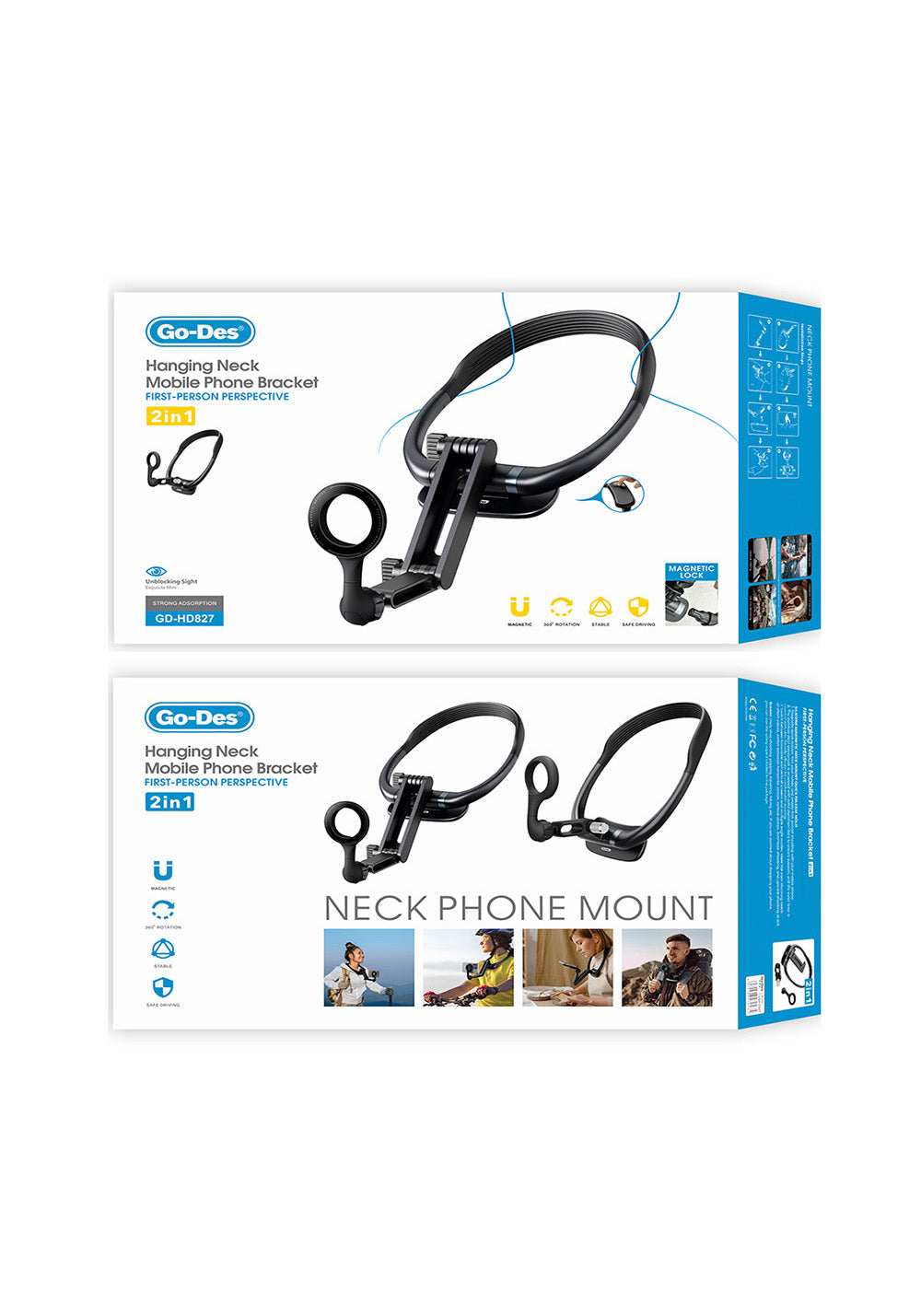 Go Des GD-HD827 2in1 Eller Serbest Magnetik Boyun Askılı Telefon Tutucu