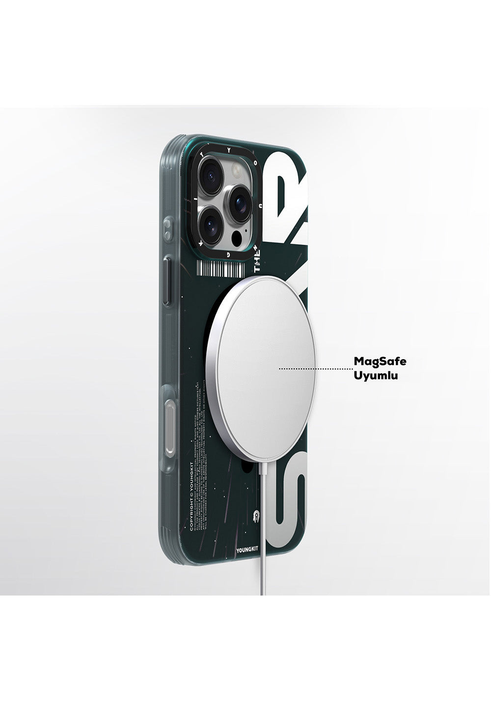 Apple iPhone 16 Pro Max Kılıf Manyetik Şarj Uyumlu Airbagli Hologram Tasarımlı Youngkit Interstellar Serisi Kapak