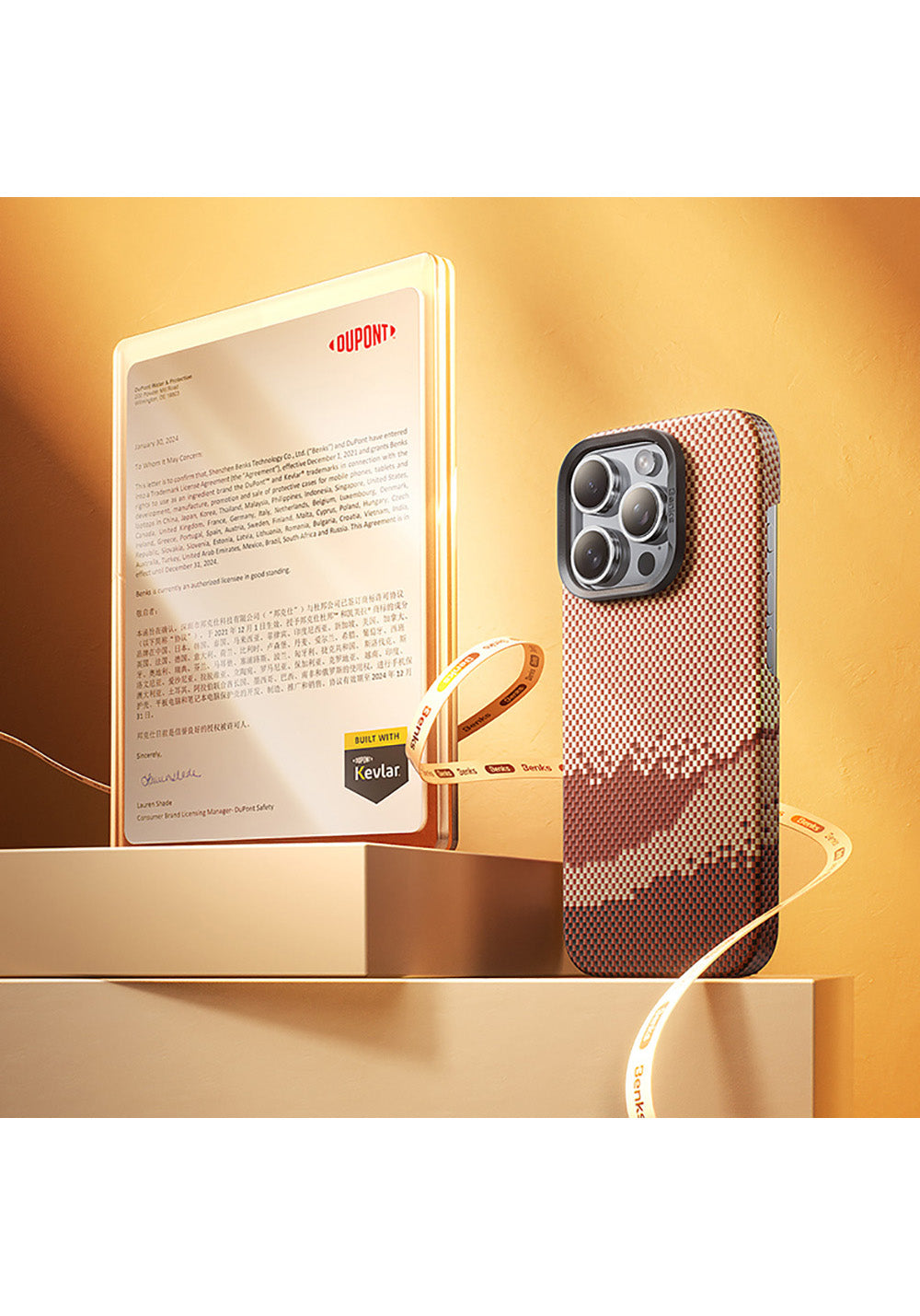 Apple iPhone 16 Pro Kılıf Manyetik Şarj Uyumlu Benks GoldenTide ArmorAir 600D Kevlar Karbon Kapak