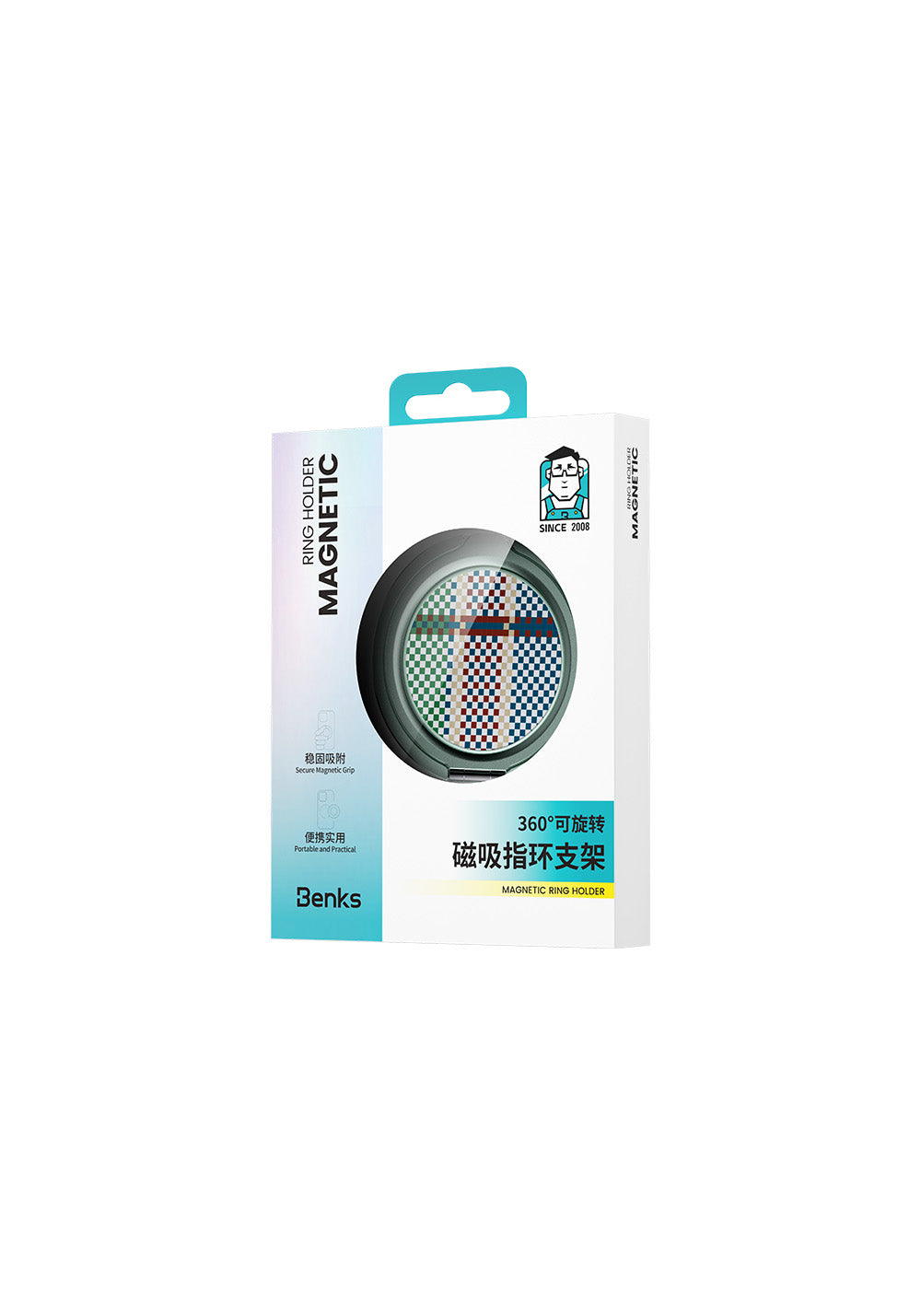 Benks Magnetik Özellikli 360 Derece Dönebilen Passion Green 600D Kevlar Tasarımlı Parmak Ring Stand