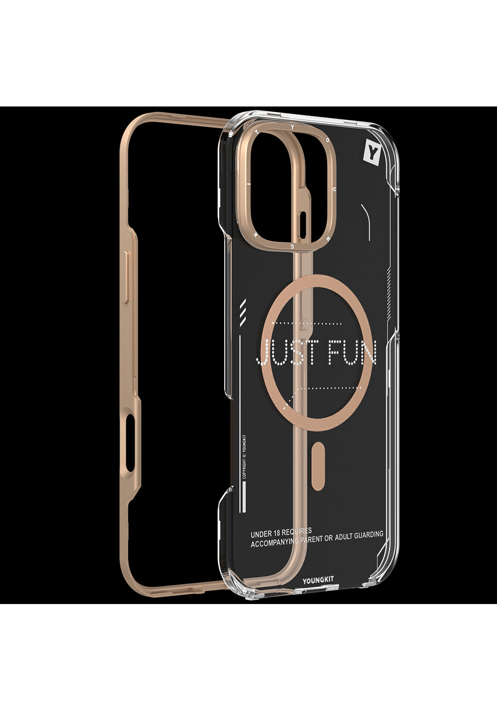 Apple iPhone 16 Pro Kılıf Manyetik Şarj Uyumlu Çıkarılabilir Arka Yüzeyli Youngkit Mecha Kapak