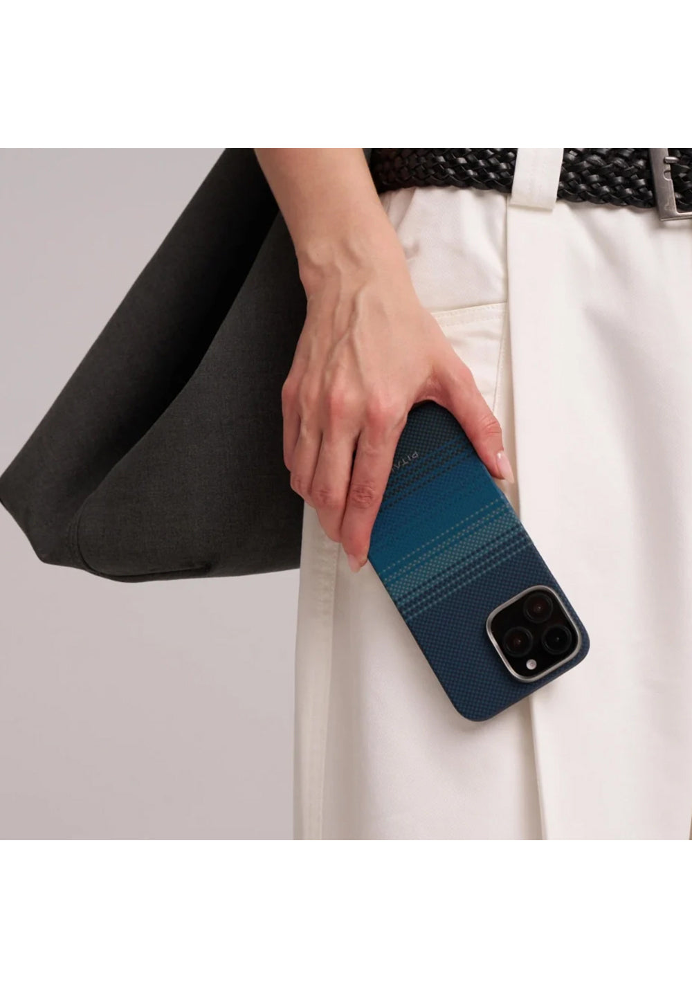 Apple iPhone 16 Plus Kılıf Manyetik Şarj Uyumlu Aramid Karbon Fiber Pitaka Tactile Woven Sunset-Moonrise Serisi Moonrise Kapak