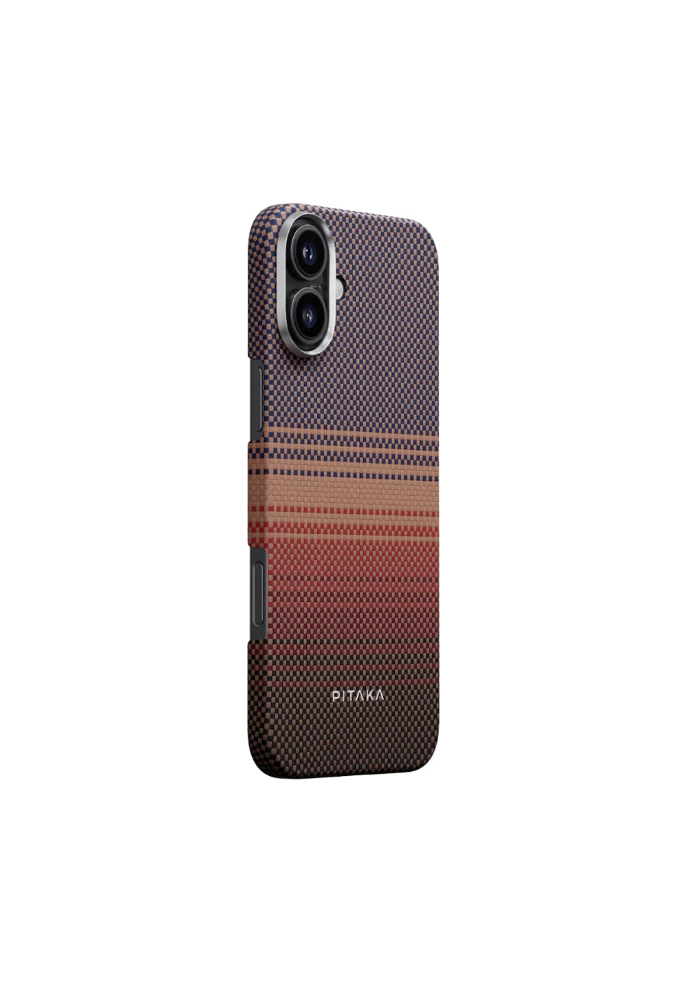 Apple iPhone 16 Kılıf Manyetik Şarj Uyumlu Aramid Karbon Fiber Pitaka Tactile Woven Sunset-Moonrise Serisi Sunset Kapak