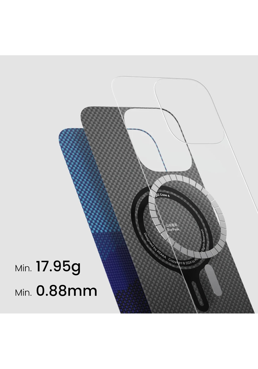 Apple iPhone 16 Plus Kılıf Manyetik Şarj Uyumlu Aramid Karbon Fiber Pitaka Tactile Woven Starpeak Serisi Over The Horizon Kapak