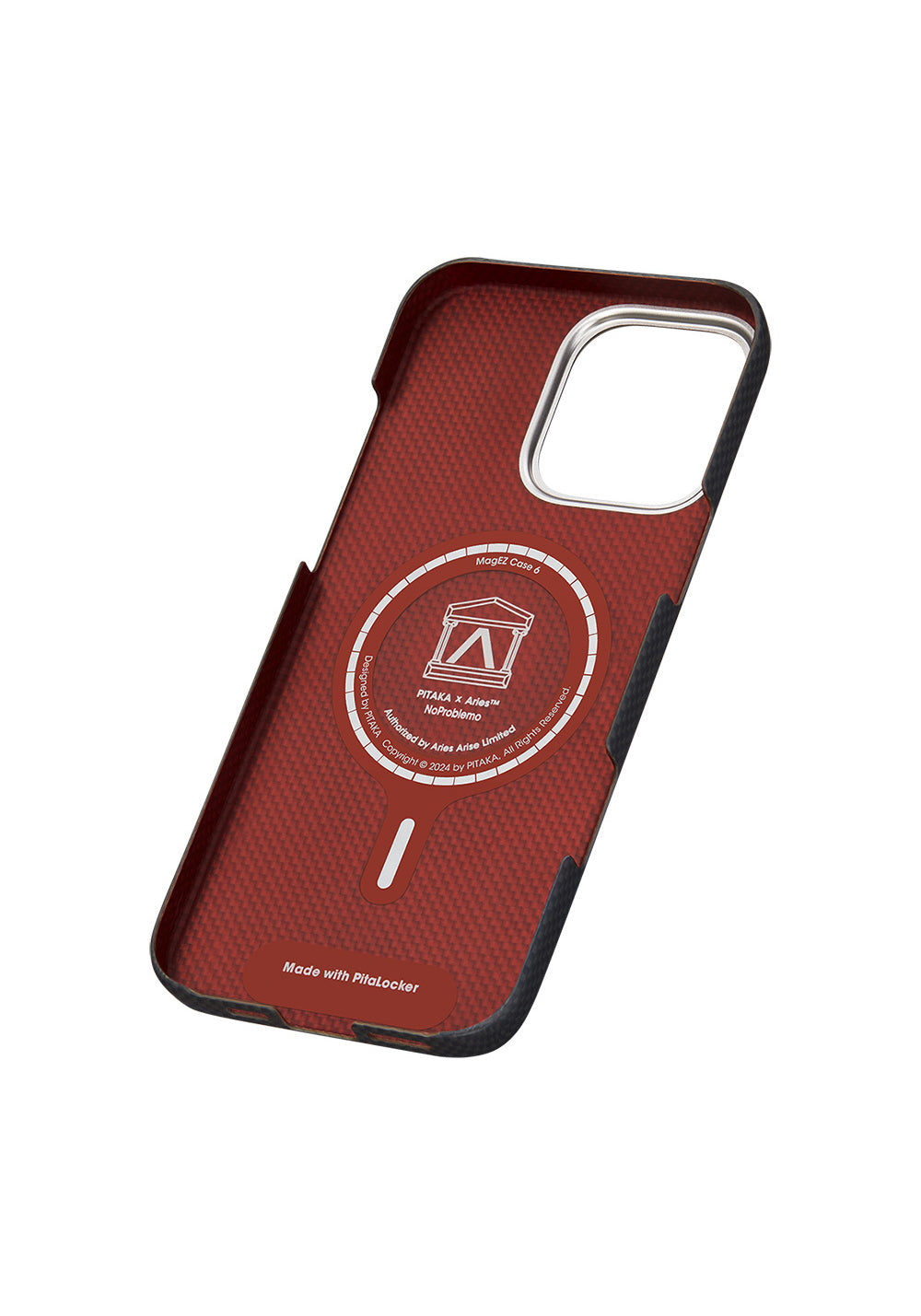 Apple iPhone 16 Pro Kılıf Manyetik Şarj Uyumlu Lumintex Teknolojili Fosforlu Aramid Karbon Fiber Pitaka Tactile Woven Aries Serisi NoProblemo Kapak