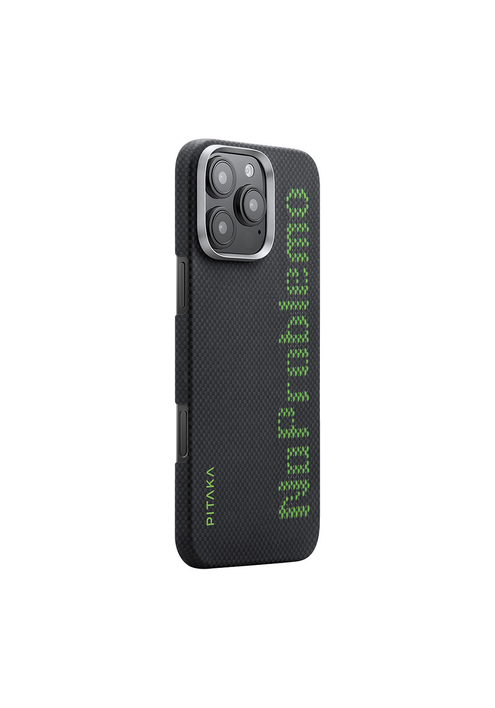 Apple iPhone 16 Pro Max Kılıf Manyetik Şarj Uyumlu Lumintex Teknolojili Fosforlu Aramid Karbon Fiber Pitaka Tactile Woven Aries Serisi NoProblemo Kapak