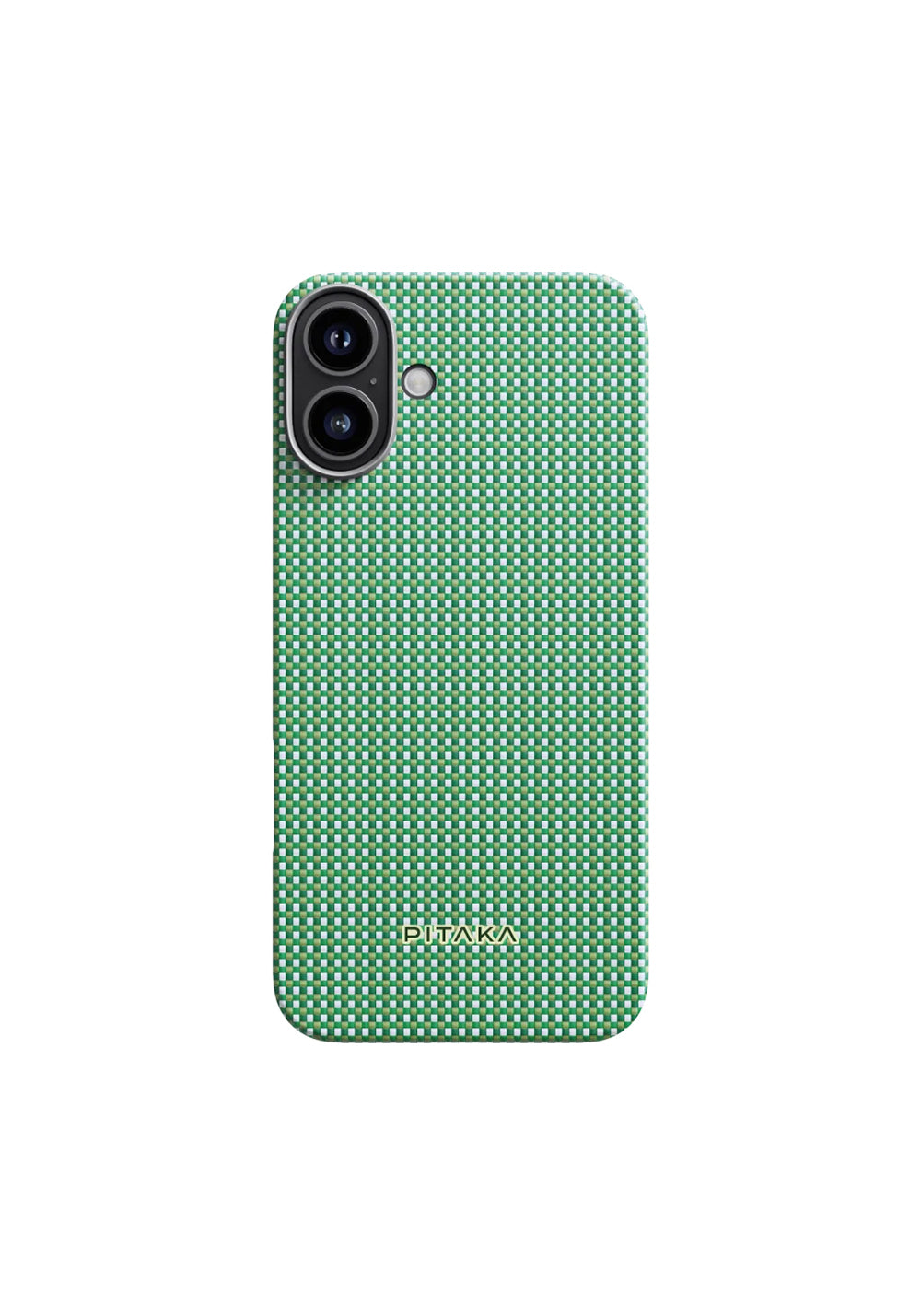 Apple iPhone 16 Plus Kılıf Manyetik Şarj Uyumlu Aramid Karbon Fiber Pitaka Ultra-Slim Classic Serisi Forest Green Kapak