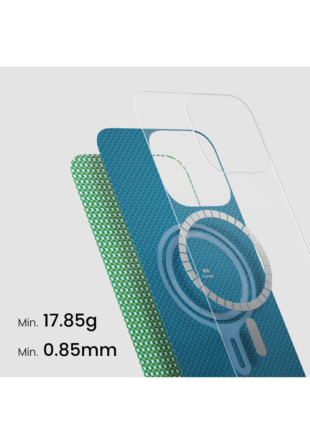 Apple iPhone 16 Pro Max Kılıf Manyetik Şarj Uyumlu Aramid Karbon Fiber Pitaka Ultra-Slim Classic Serisi Forest Green Kapak