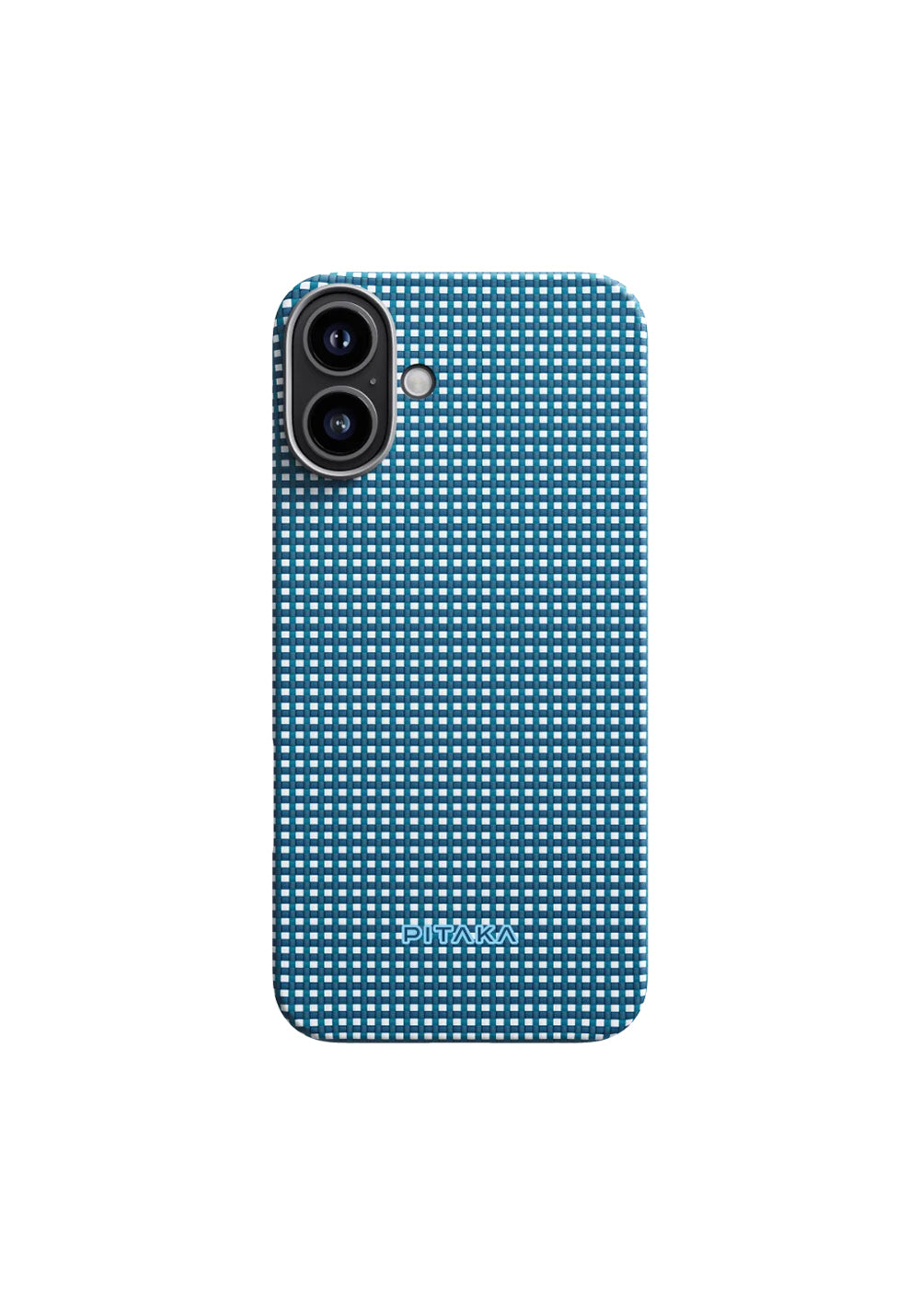 Apple iPhone 16 Kılıf Manyetik Şarj Uyumlu Aramid Karbon Fiber Pitaka Ultra-Slim Classic Serisi Ocean Blue Kapak
