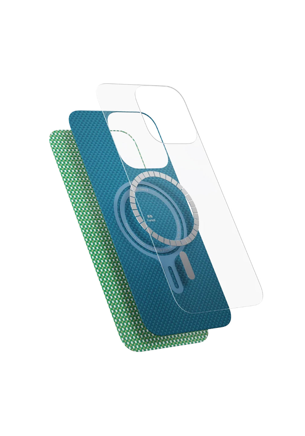 Apple iPhone 16 Plus Kılıf Manyetik Şarj Uyumlu Aramid Karbon Fiber Pitaka Ultra-Slim Classic Serisi Ocean Blue Kapak