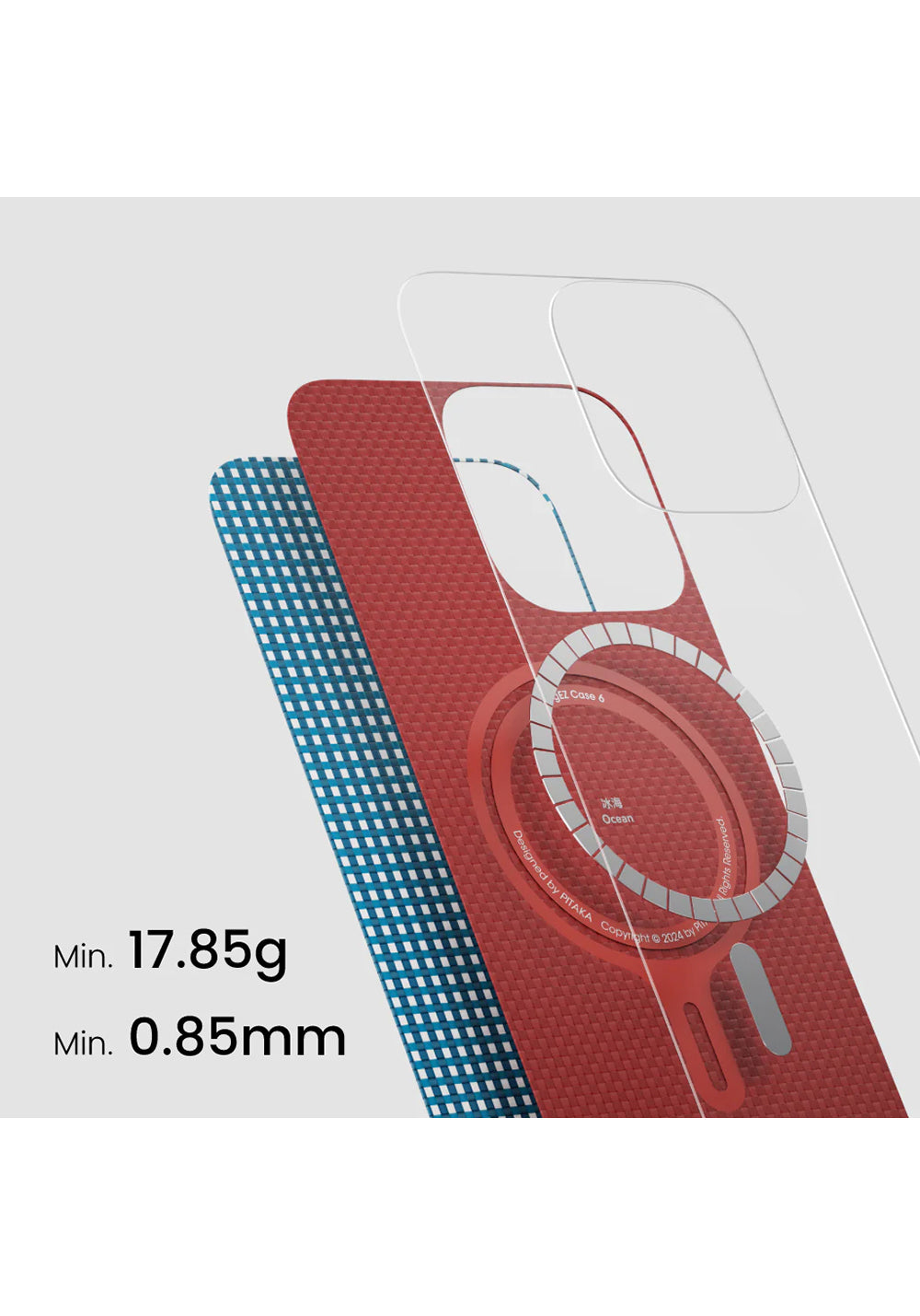 Apple iPhone 16 Pro Max Kılıf Manyetik Şarj Uyumlu Aramid Karbon Fiber Pitaka Ultra-Slim Classic Serisi Ocean Blue Kapak