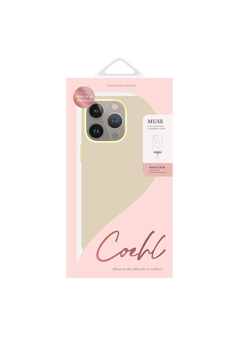 Apple iPhone 16 Pro Max Kılıf Manyetik Şarj Uyumlu Soft Arka Yüzey Askı İpli Coehl Muse Kapak
