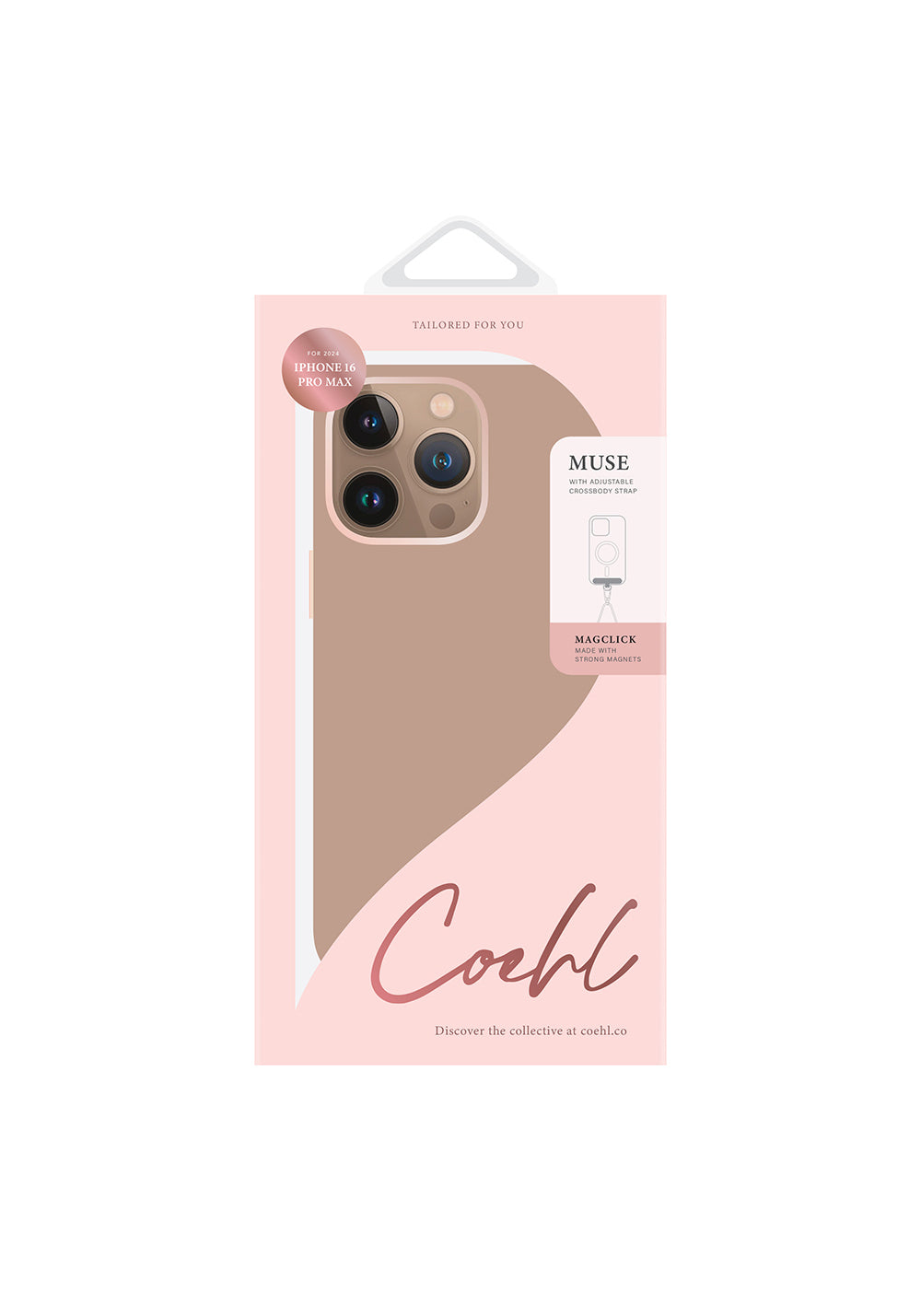 Apple iPhone 16 Pro Max Kılıf Manyetik Şarj Uyumlu Soft Arka Yüzey Askı İpli Coehl Muse Kapak