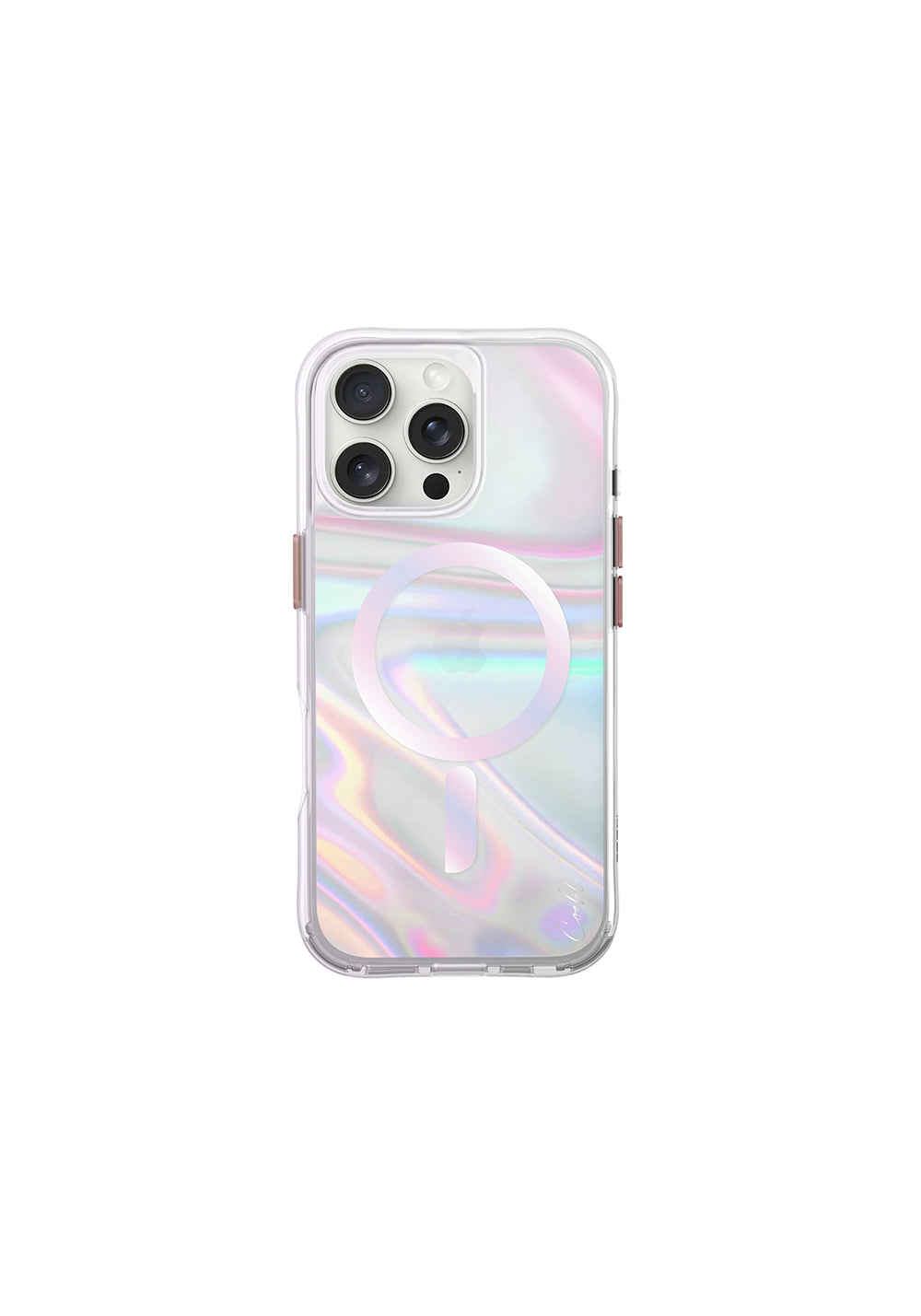 Apple iPhone 16 Pro Max Kılıf Manyetik Şarj Uyumlu Holografik Şeffaf Arka Yüzey Coehl Savon Kapak