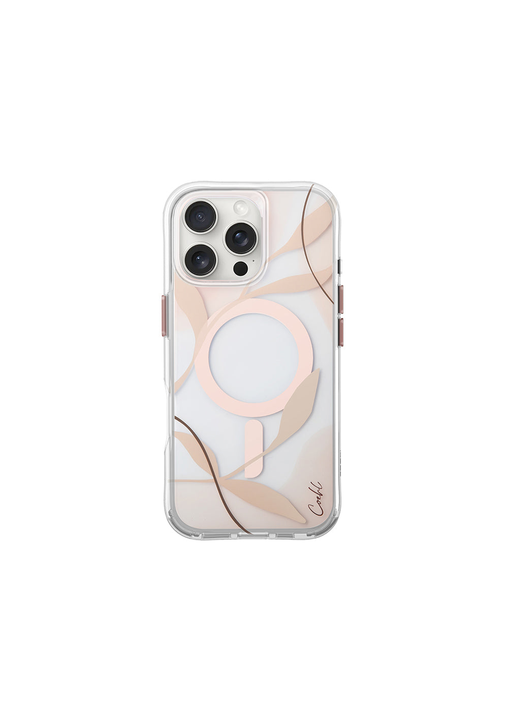 Apple iPhone 16 Pro Max Kılıf Manyetik Şarj Uyumlu Şeffaf Arka Yüzey Coehl Verdure Kapak