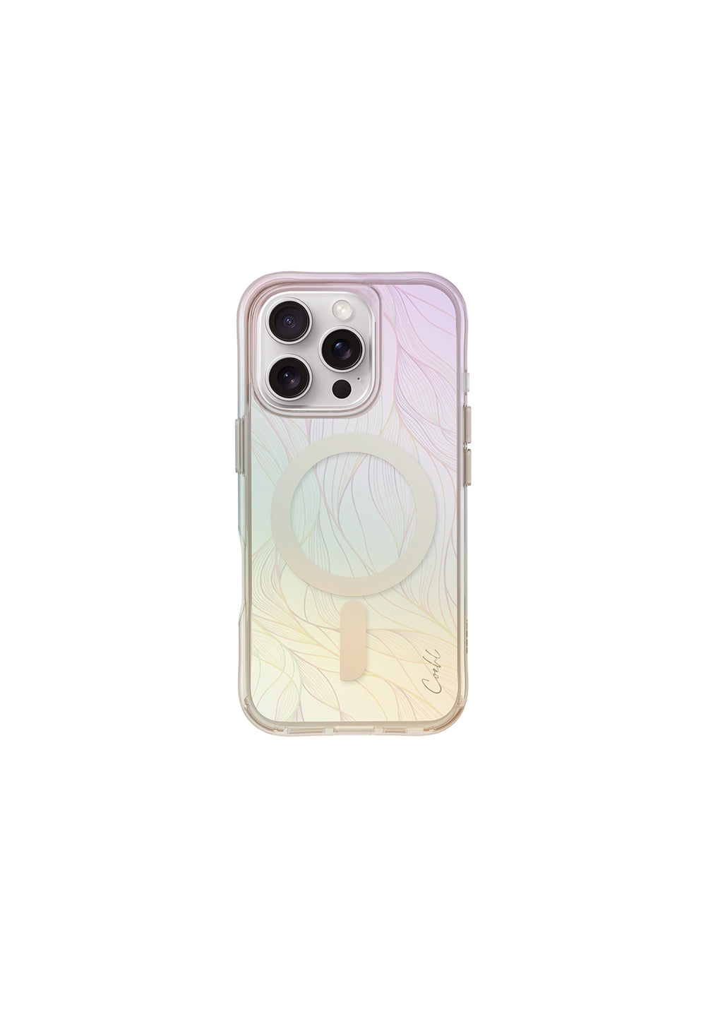 Apple iPhone 16 Pro Kılıf Manyetik Şarj Uyumlu Holografik Şeffaf Arka Yüzey Coehl Willow Kapak