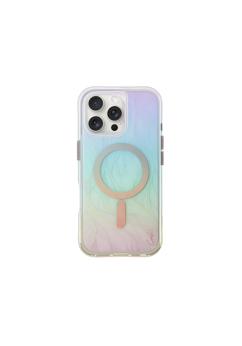 Apple iPhone 16 Pro Max Kılıf Manyetik Şarj Uyumlu Holografik Şeffaf Arka Yüzey Coehl Willow Kapak