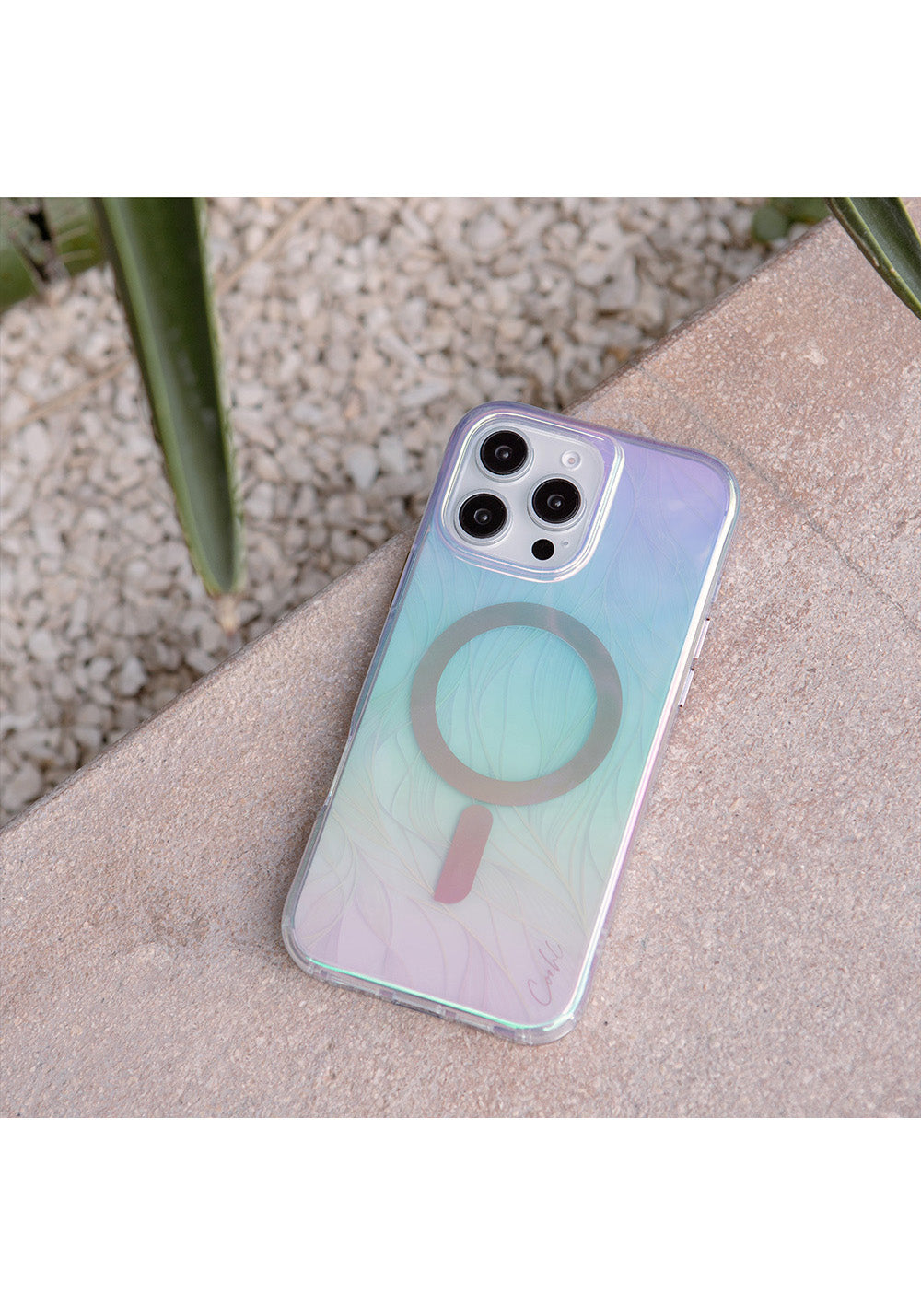 Apple iPhone 16 Pro Max Kılıf Manyetik Şarj Uyumlu Holografik Şeffaf Arka Yüzey Coehl Willow Kapak