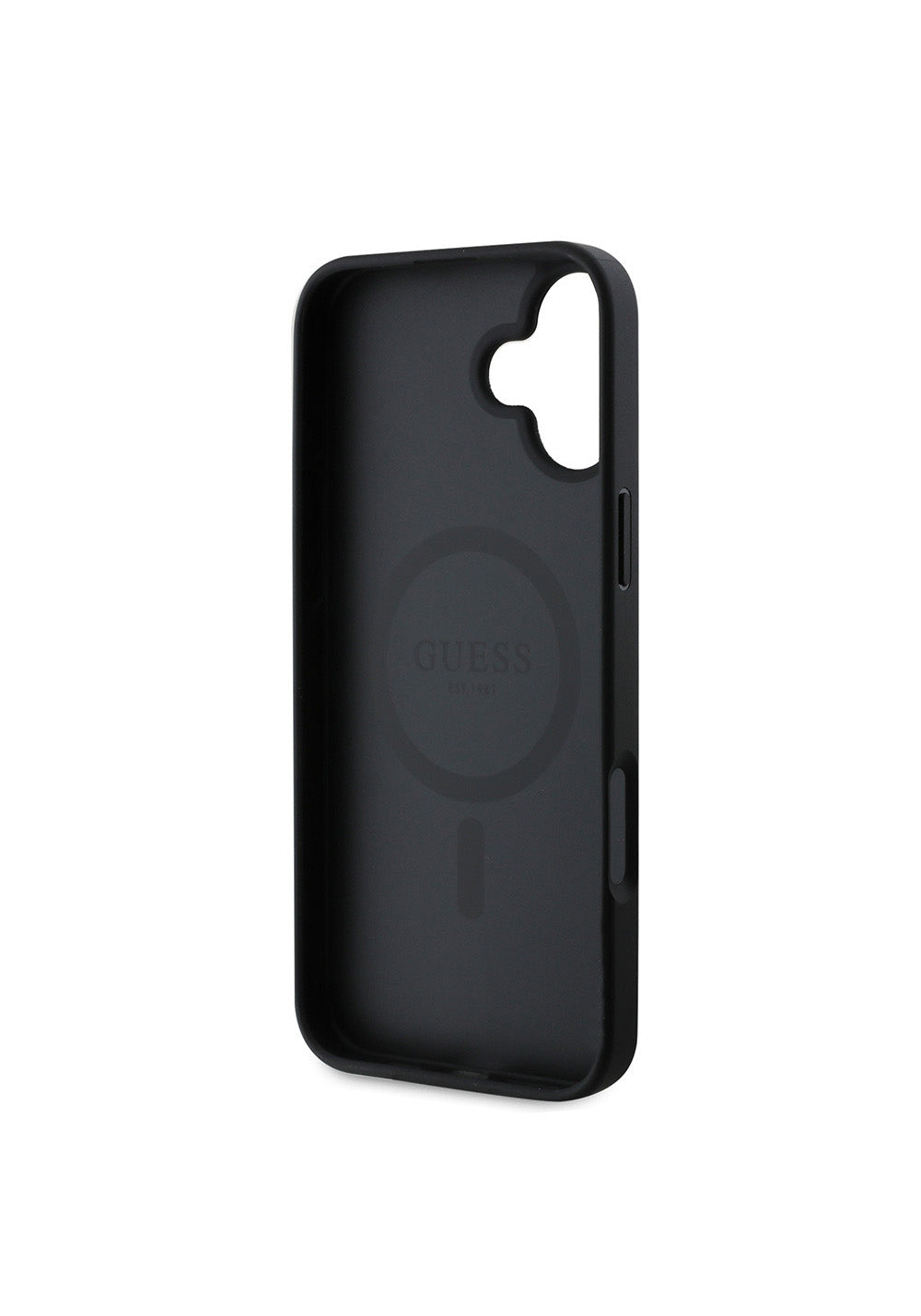 Apple iPhone 16 Kılıf Guess Orijinal Lisanslı Manyetik Şarj Uyumlu Yazı Logolu Saffiano Classic Kapak