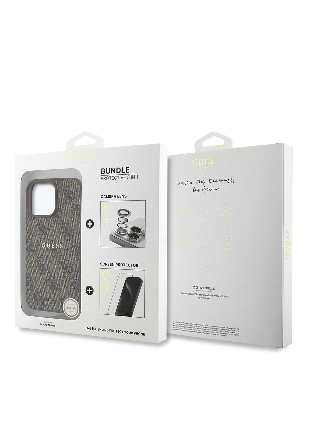 Apple iPhone 16 Pro Guess Orijinal Lisanslı Kılıf + Ekran Koruyucu + Lens Koruyucu 3in1 Aksesuar Seti