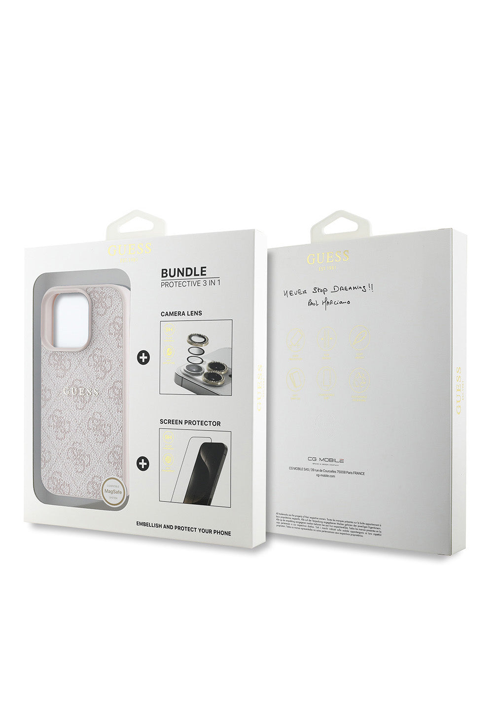 Apple iPhone 16 Pro Max Guess Orijinal Lisanslı Kılıf + Ekran Koruyucu + Lens Koruyucu 3in1 Aksesuar Seti