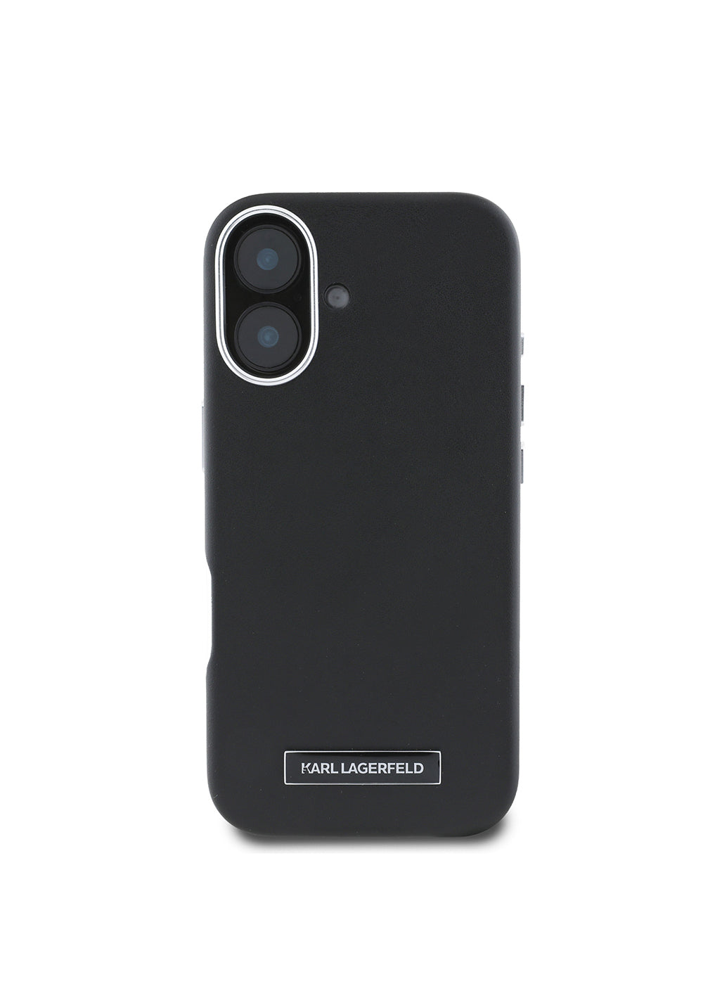 Apple iPhone 16 Kılıf Karl Lagerfeld Orijinal Lisanslı Manyetik Şarj Uyumlu Metal Kamera ve Buton Tasarımlı Plaka Logolu PU Deri Kapak