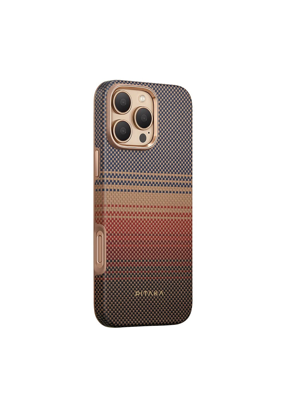 Apple iPhone 16 Pro Max Kılıf Manyetik Şarj Uyumlu Aramid Karbon Fiber Pitaka Military-Grade Sunset-Moonrise Serisi Sunset Kapak