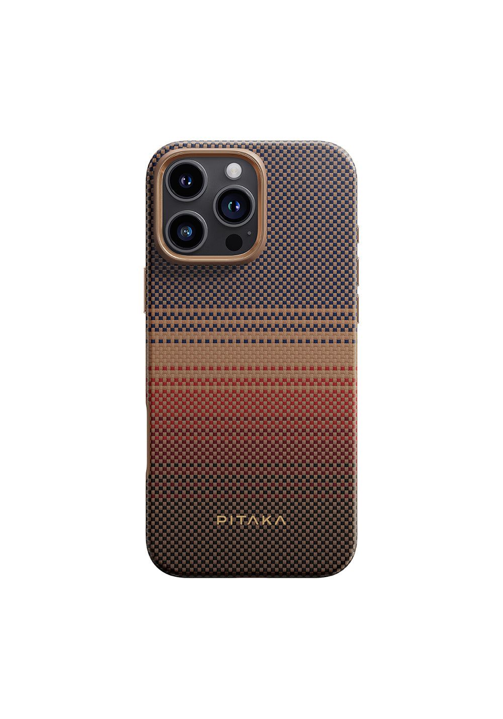 Apple iPhone 16 Pro Max Kılıf Manyetik Şarj Uyumlu Aramid Karbon Fiber Pitaka Military-Grade Sunset-Moonrise Serisi Sunset Kapak