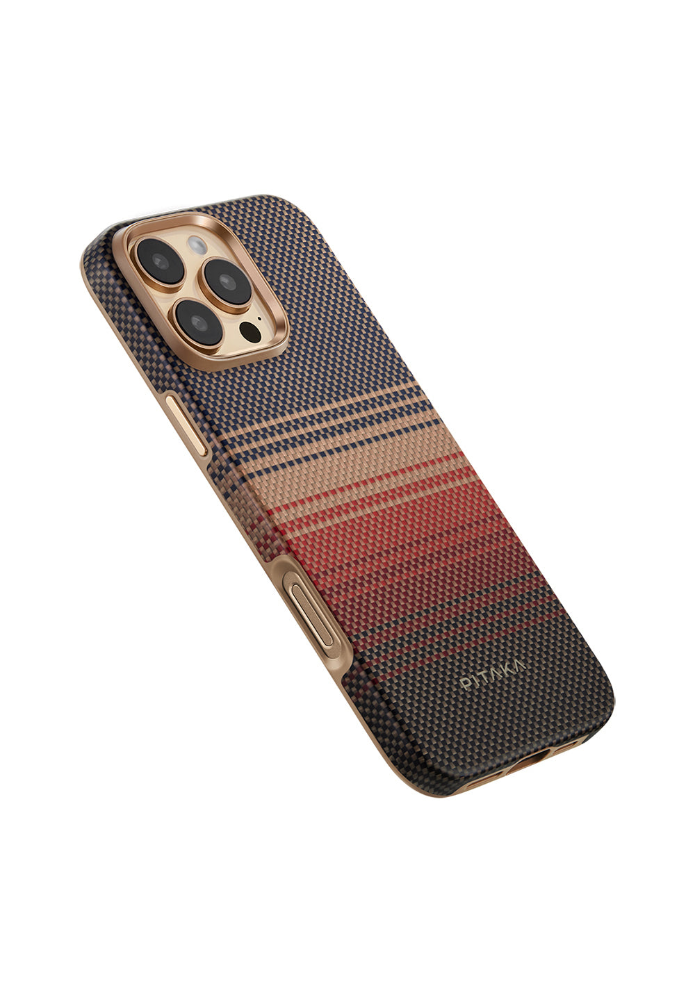 Apple iPhone 16 Pro Max Kılıf Manyetik Şarj Uyumlu Aramid Karbon Fiber Pitaka Military-Grade Sunset-Moonrise Serisi Sunset Kapak