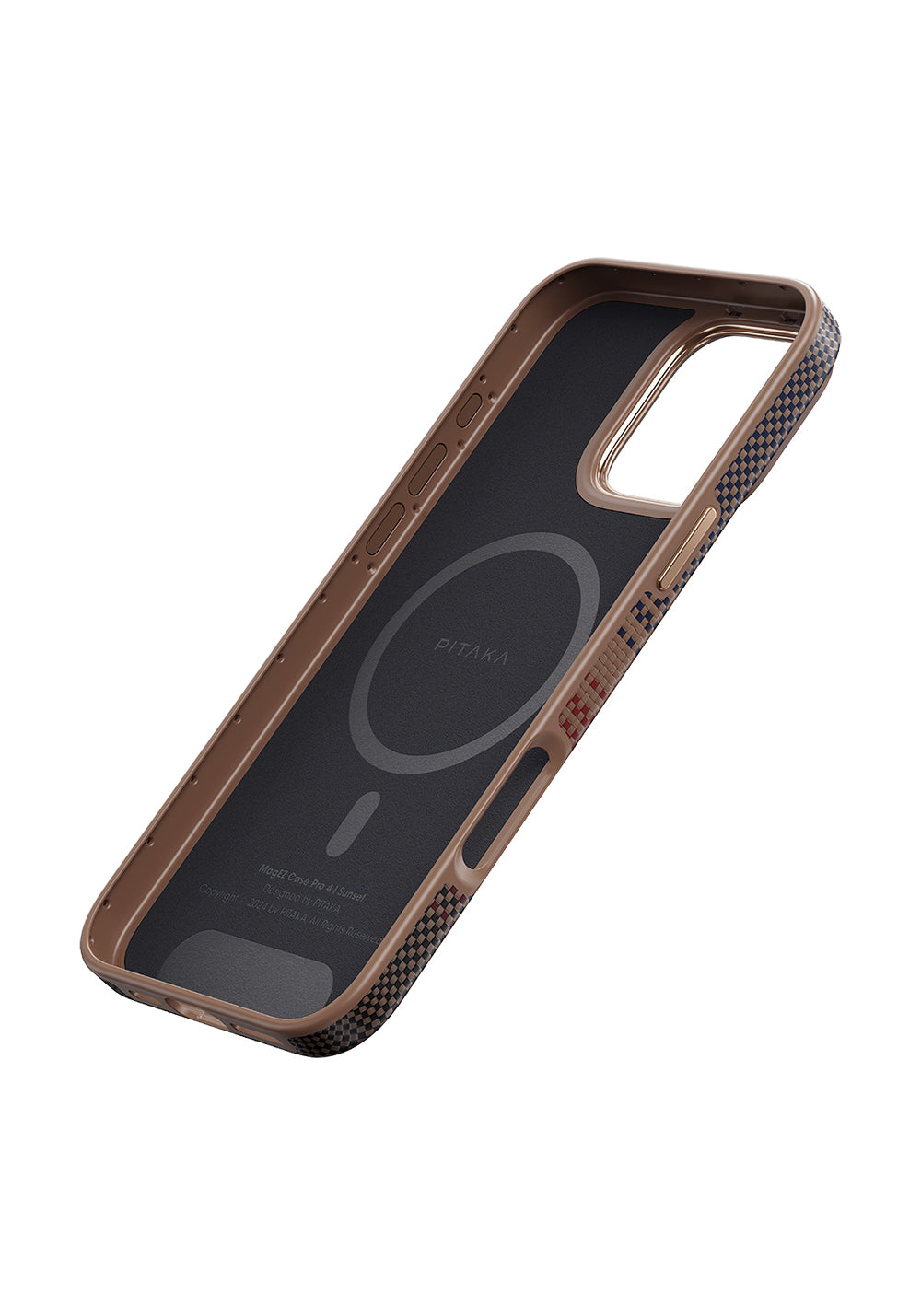 Apple iPhone 16 Pro Max Kılıf Manyetik Şarj Uyumlu Aramid Karbon Fiber Pitaka Military-Grade Sunset-Moonrise Serisi Sunset Kapak