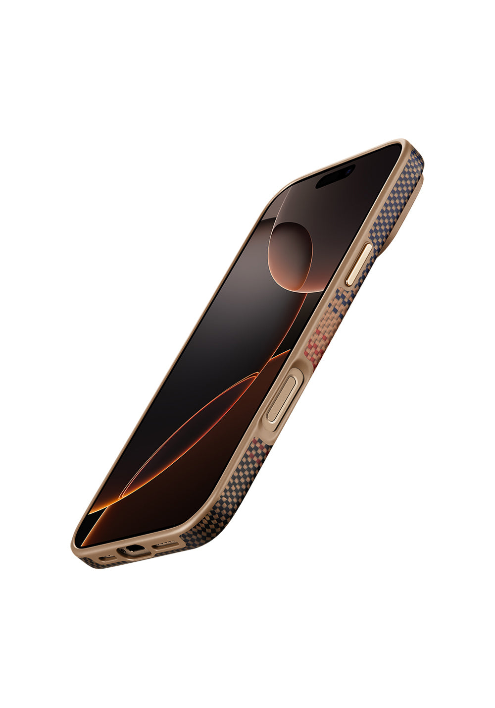 Apple iPhone 16 Pro Max Kılıf Manyetik Şarj Uyumlu Aramid Karbon Fiber Pitaka Military-Grade Sunset-Moonrise Serisi Sunset Kapak