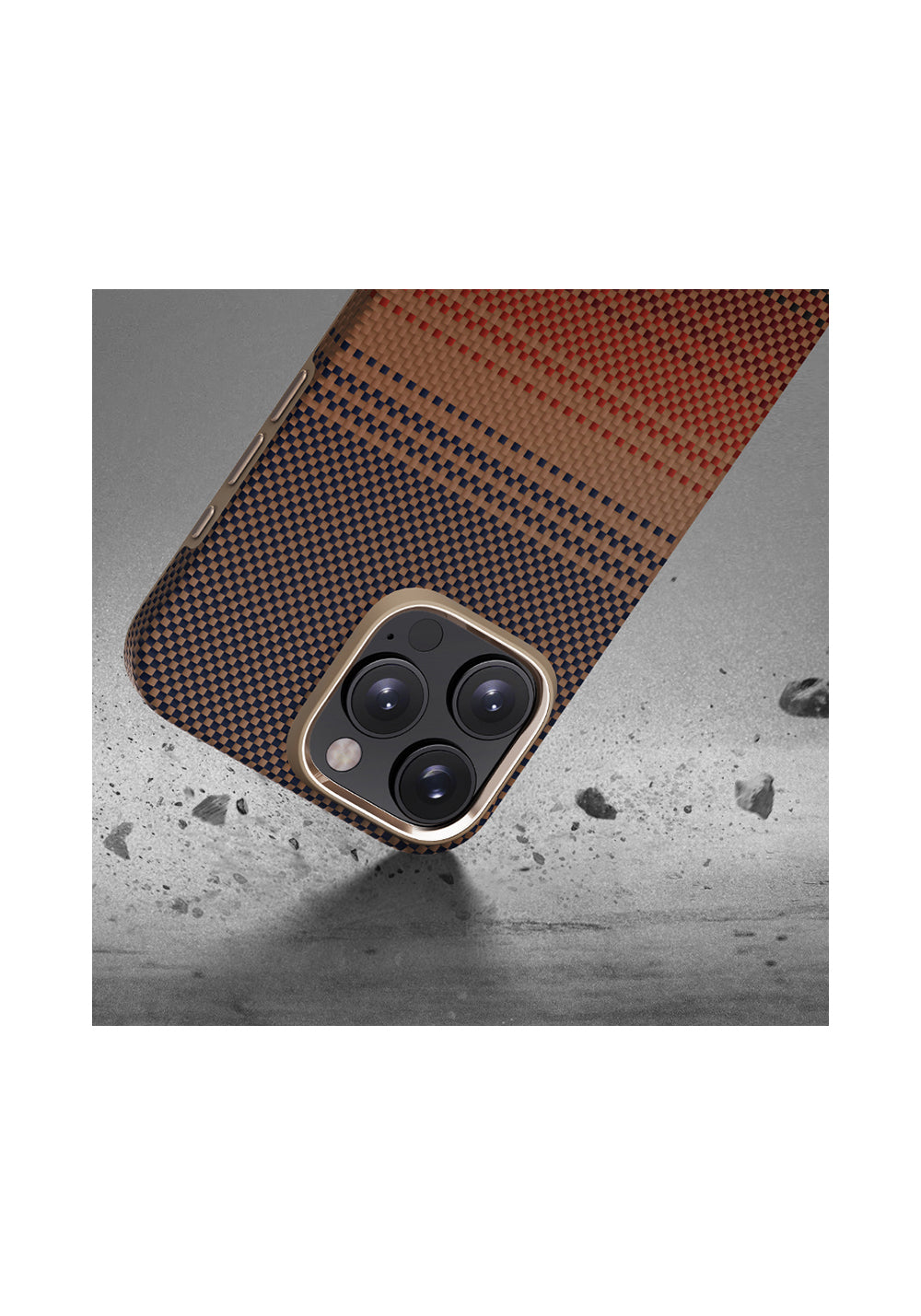 Apple iPhone 16 Pro Max Kılıf Manyetik Şarj Uyumlu Aramid Karbon Fiber Pitaka Military-Grade Sunset-Moonrise Serisi Sunset Kapak