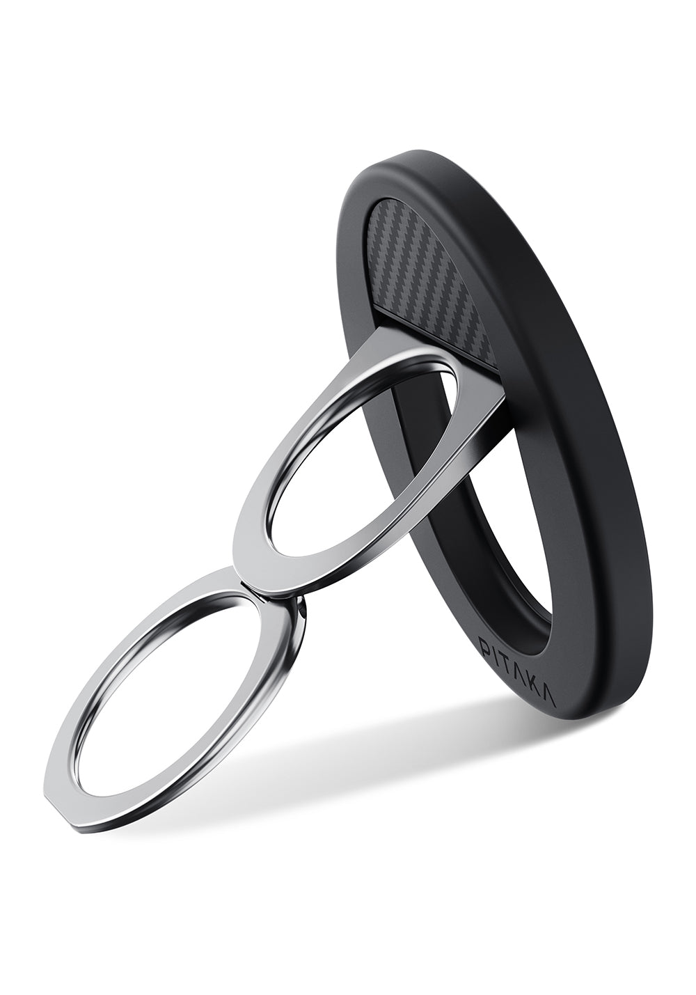 Pitaka 600D Aramid Fiber Classic Serisi Black-Grey Twill MagEZ Grip 3 Magnetik Ring Stand Telefon Tutucu