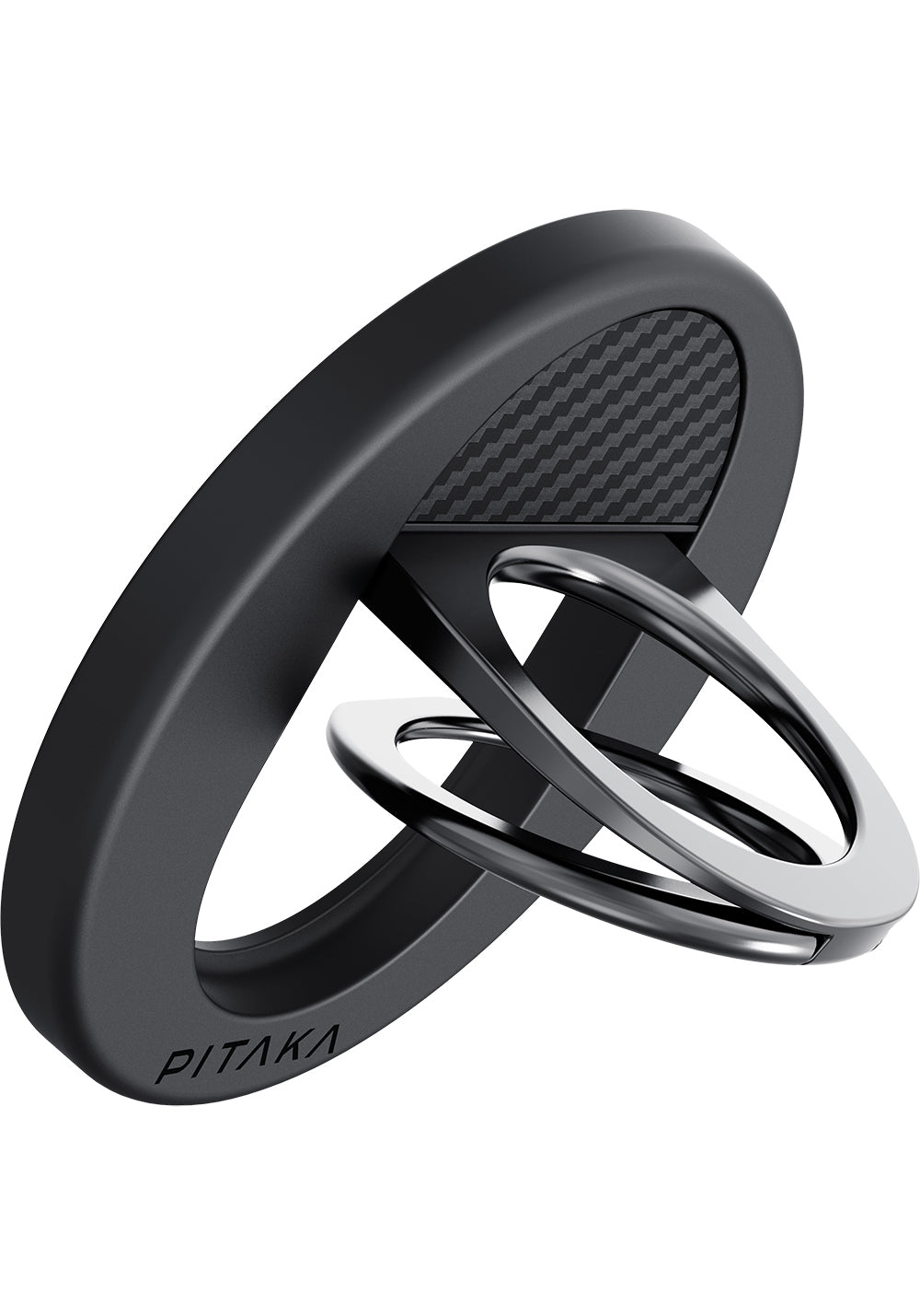 Pitaka 600D Aramid Fiber Classic Serisi Black-Grey Twill MagEZ Grip 3 Magnetik Ring Stand Telefon Tutucu