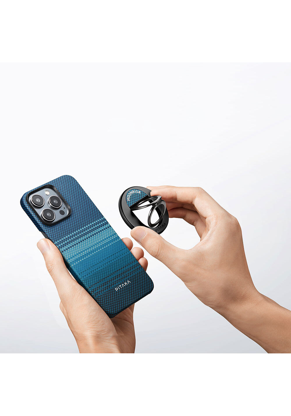 Pitaka Aramid Fiber Sunset Moonrise Serisi Moonrise MagEZ Grip 3 Magnetik Ring Stand Telefon Tutucu