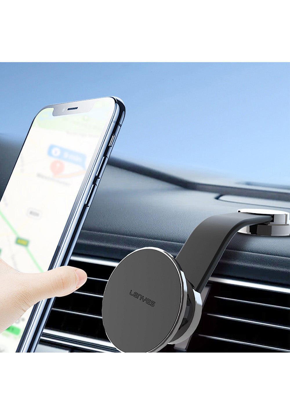 Lenyes CR171 Magnetik M-safe Uyumlu Bükülebilen Eğimi ve Düz Zemin Araç Telefon Tutucu