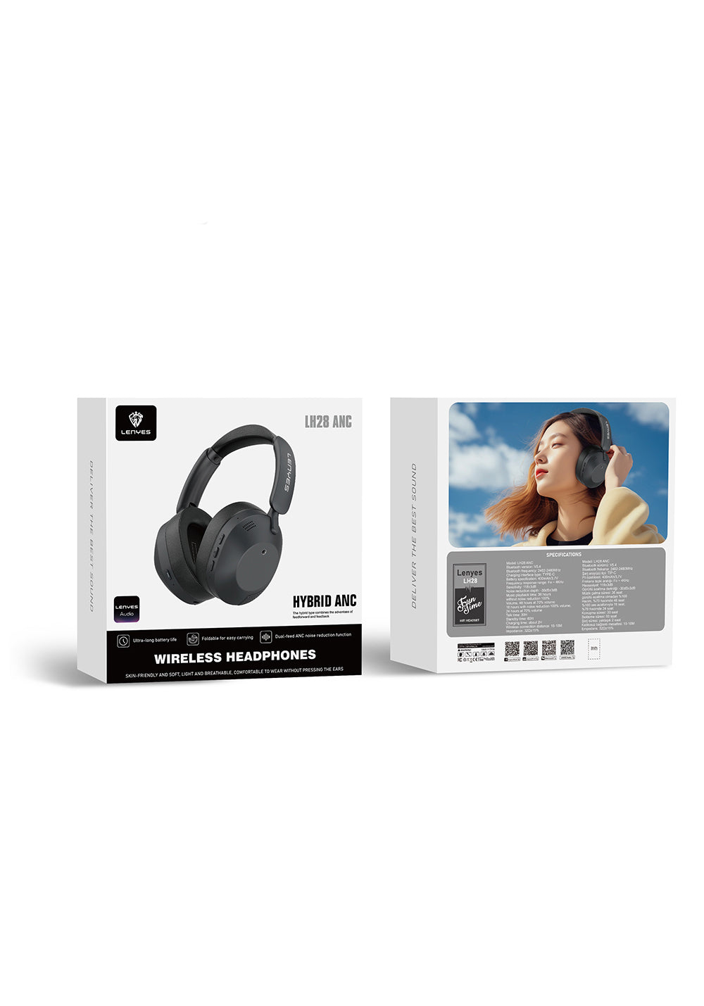 Lenyes LH28 Katlanabilir Tasarımlı ANC Özellikli ENC Teknolojili Kulak Üstü Bluetooth Kulaklık v5.4