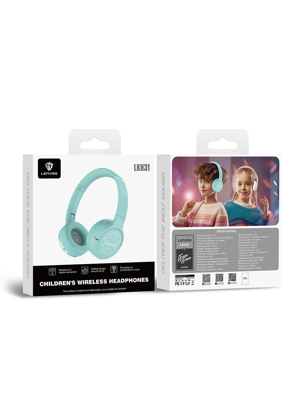 Lenyes LKH31 Ayarlanabilir Çocuklara Özel Kulak Üstü Kablolu ve Bluetooth Kulaklık v5.4