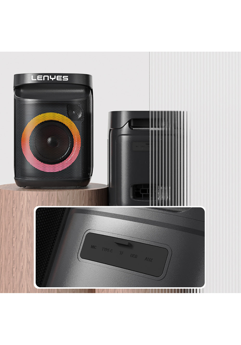Lenyes S881 Su Geçirmez Mikrofonlu Çoklu Giriş RGB Işıklı TWS Karaoke FM Bluetooth Hoparlör v5.3 120W