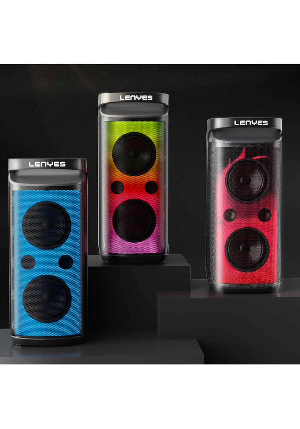 Lenyes S882 Su Geçirmez Mikrofonlu Çoklu Giriş RGB Işıklı TWS Karaoke FM Bluetooth Hoparlör v5.3 200W